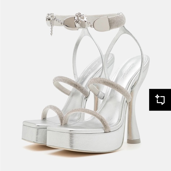 CULT GAIA SOLD OUT ELODIE SILVER PLATFORM SANDAL SIZE 8.5 - Picture 15 of 16